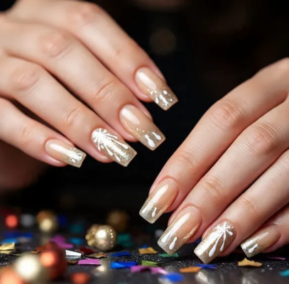 Gold glitter ombré nails